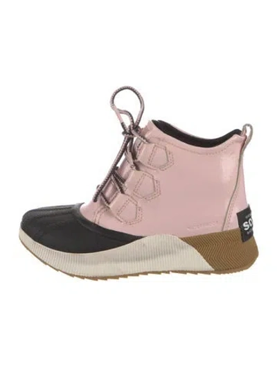 Pre-owned Sorel Leather Colorblock Pattern Lace-up Boots In Pink