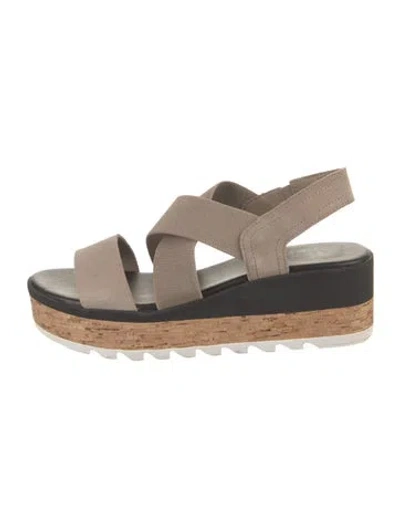 Pre-owned Sorel Leather Colorblock Pattern Slingback Sandals In Neutral