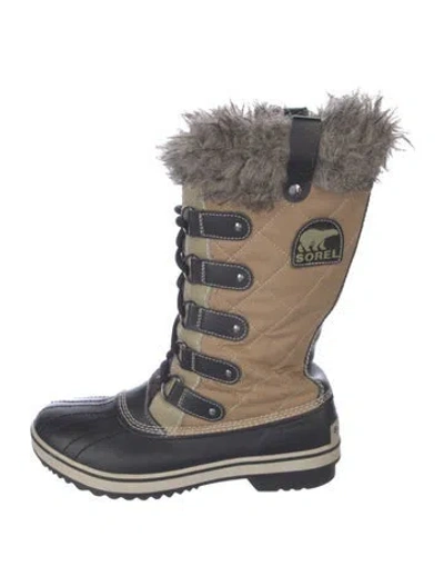 Pre-owned Sorel Leather Colorblock Pattern Snow Boots In Neutral