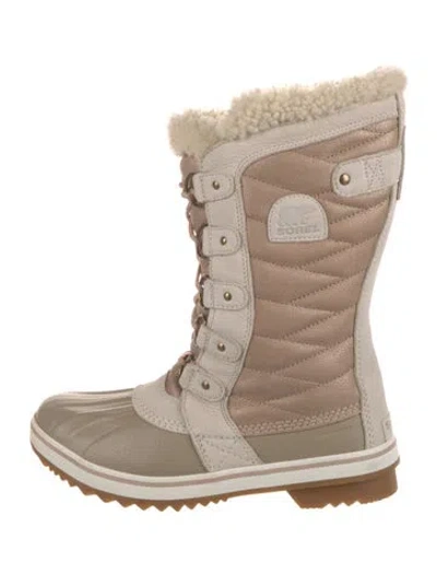 Pre-owned Sorel Leather Colorblock Pattern Snow Boots In Neutral