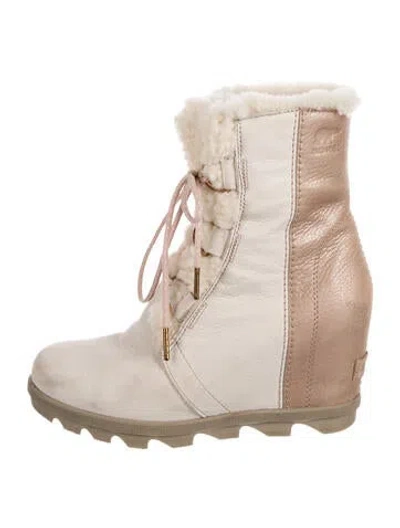 Pre-owned Sorel Leather Colorblock Pattern Snow Boots In Neutral