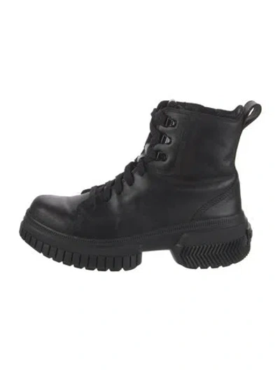 Pre-owned Sorel Leather Combat Boots In Black