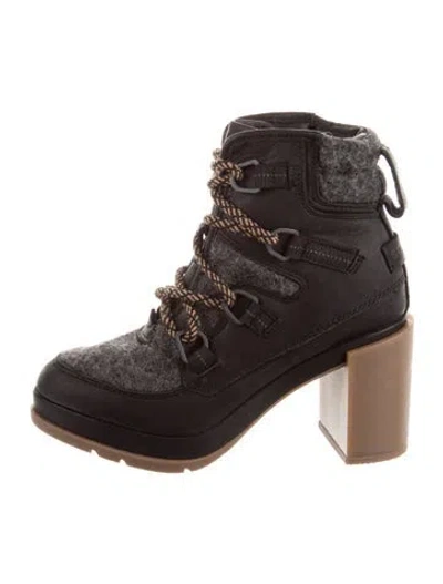 Pre-owned Sorel Leather Combat Boots In Black