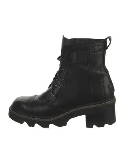 Pre-owned Sorel Leather Combat Boots In Black
