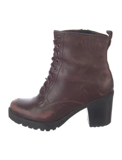 Pre-owned Sorel Leather Combat Boots In Burgundy