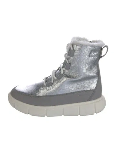 Pre-owned Sorel Leather Combat Boots In Gray