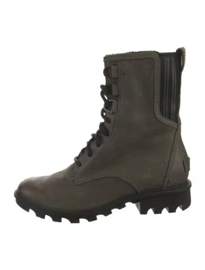 Pre-owned Sorel Leather Combat Boots In Green
