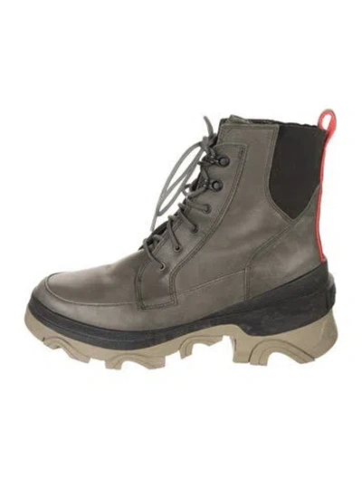 Pre-owned Sorel Leather Combat Boots In Green