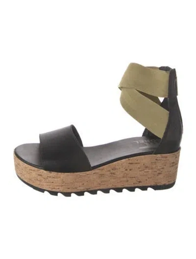 Pre-owned Sorel Leather Espadrilles In Black/green