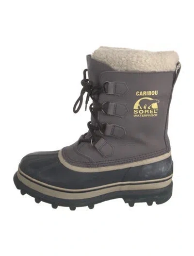 Pre-owned Sorel Leather Faux Fur Trim Lace-up Boots In Multi