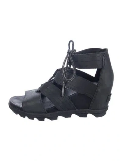 Pre-owned Sorel Leather Gladiator Sandals In Black