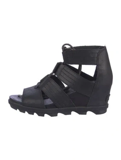 Pre-owned Sorel Leather Gladiator Sandals In Black