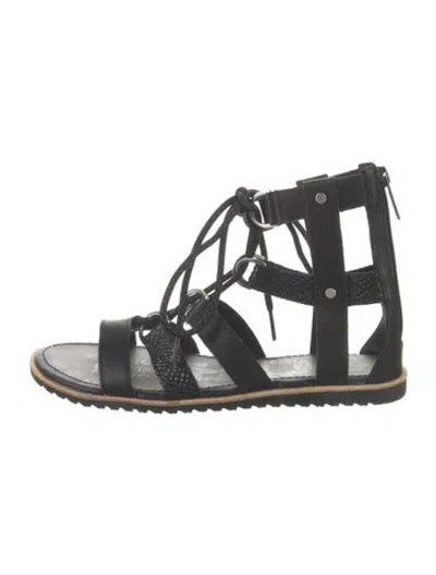 Pre-owned Sorel Leather Gladiator Sandals In Black