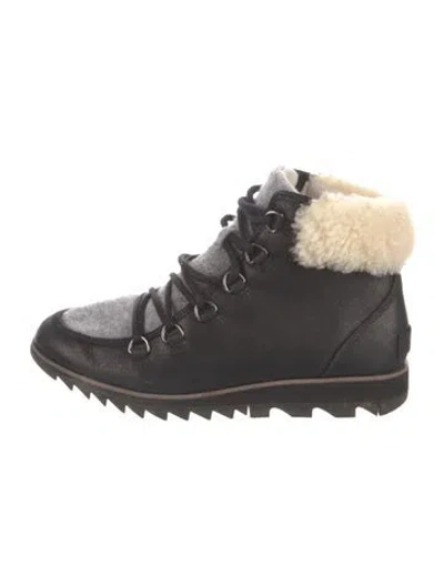 Pre-owned Sorel Leather Hiking Boots In Black