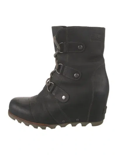 Pre-owned Sorel Leather Lace-up Boots In Black