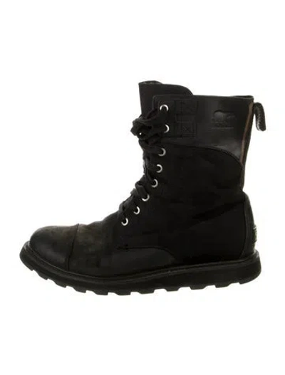 Pre-owned Sorel Leather Lace-up Boots In Black