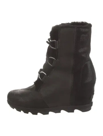 Pre-owned Sorel Leather Lace-up Boots In Black