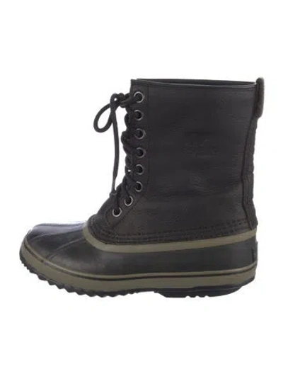 Pre-owned Sorel Leather Lace-up Boots In Black