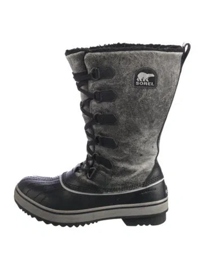 Pre-owned Sorel Leather Lace-up Boots In Black