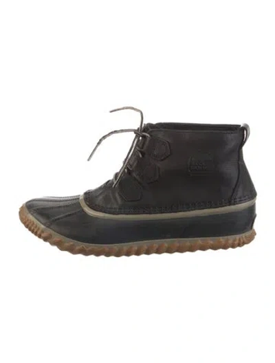 Pre-owned Sorel Leather Lace-up Boots In Black