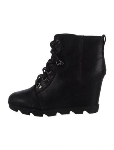Pre-owned Sorel Leather Lace-up Boots In Black