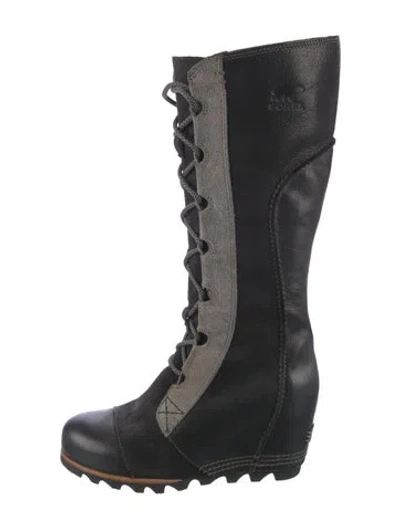 Pre-owned Sorel Leather Lace-up Boots In Black
