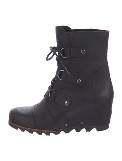 Pre-owned Sorel Leather Lace-up Boots In Black