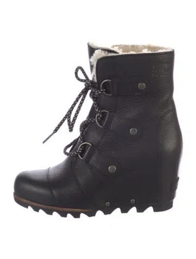 Pre-owned Sorel Leather Lace-up Boots In Black
