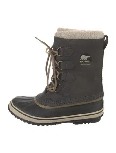 Pre-owned Sorel Leather Lace-up Boots In Black