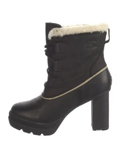 Pre-owned Sorel Leather Lace-up Boots In Black