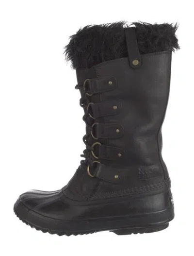 Pre-owned Sorel Leather Lace-up Boots In Black