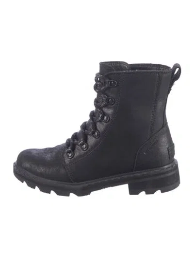 Pre-owned Sorel Leather Lace-up Boots In Black