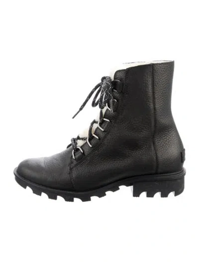 Pre-owned Sorel Leather Lace-up Boots In Black