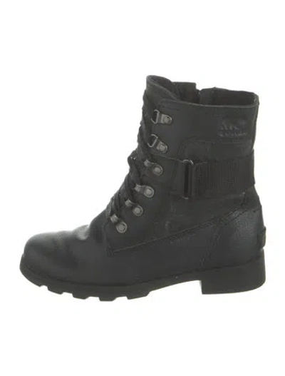 Pre-owned Sorel Leather Lace-up Boots In Black