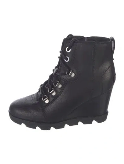 Pre-owned Sorel Leather Lace-up Boots In Black/blue