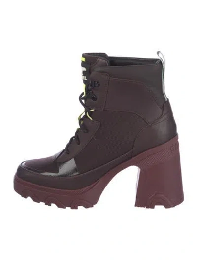 Pre-owned Sorel Leather Lace-up Boots In Burgundy