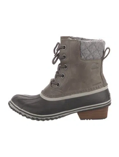 Pre-owned Sorel Leather Lace-up Boots In Gray