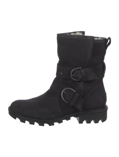 Pre-owned Sorel Leather Moto Boots In Black