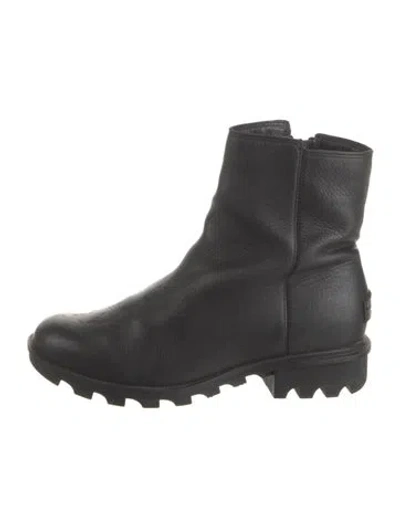 Pre-owned Sorel Leather Moto Boots In Black