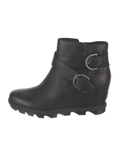 Pre-owned Sorel Leather Moto Boots In Black