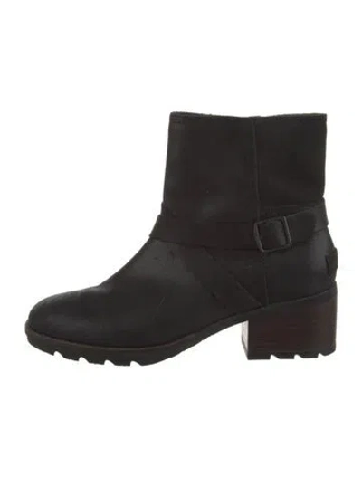 Pre-owned Sorel Leather Moto Boots In Black