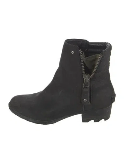 Pre-owned Sorel Leather Moto Boots In Black