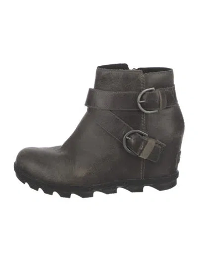 Pre-owned Sorel Leather Moto Boots In Gray