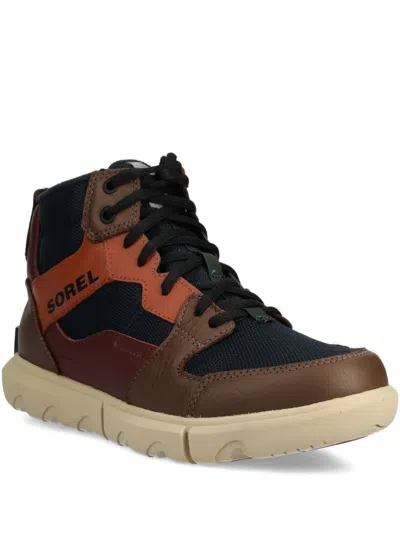 Sorel Leather Panelled High-top Sneakers In Brown