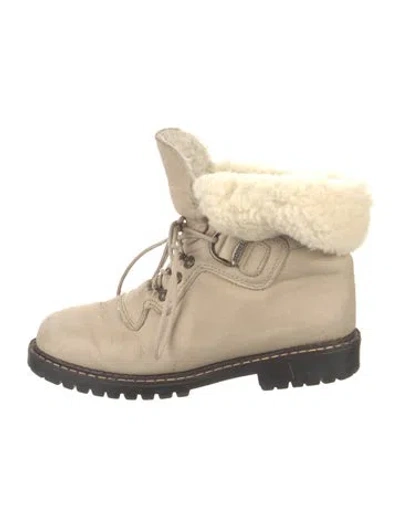 Pre-owned Sorel Leather Printed Combat Boots In Neutral