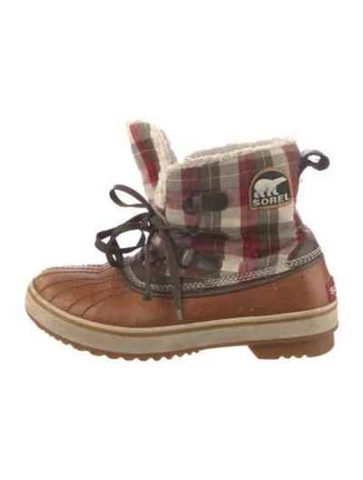 Pre-owned Sorel Leather Printed Lace-up Boots In Brown