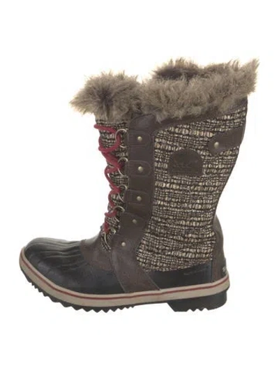 Pre-owned Sorel Leather Printed Lace-up Boots In Brown