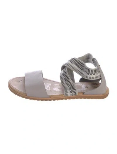 Pre-owned Sorel Leather Printed Slingback Sandals In Gray