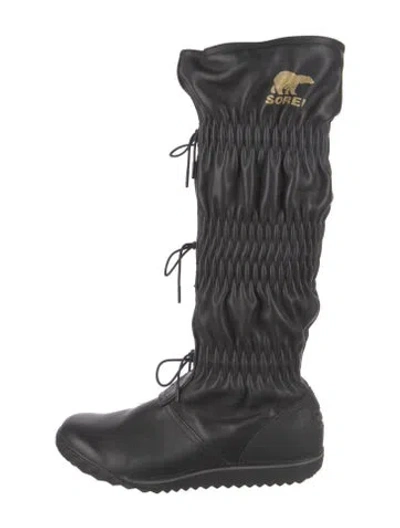 Pre-owned Sorel Leather Rain Boots In Black