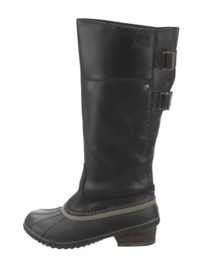 Pre-owned Sorel Leather Rain Boots In Black